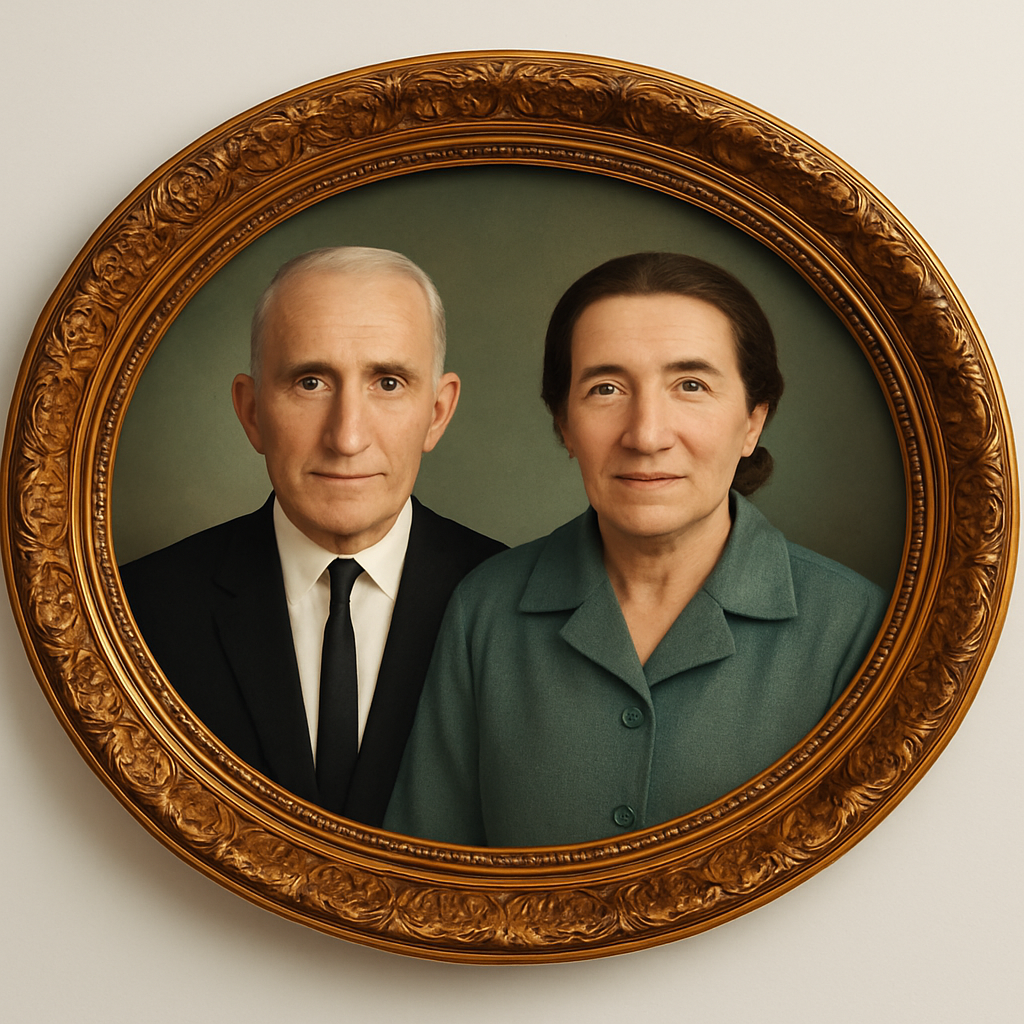 After restoration - colorized couple portrait